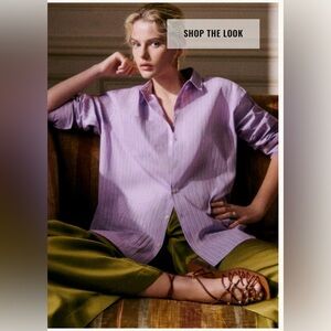 Sezane Max Lavender Striped Shirt